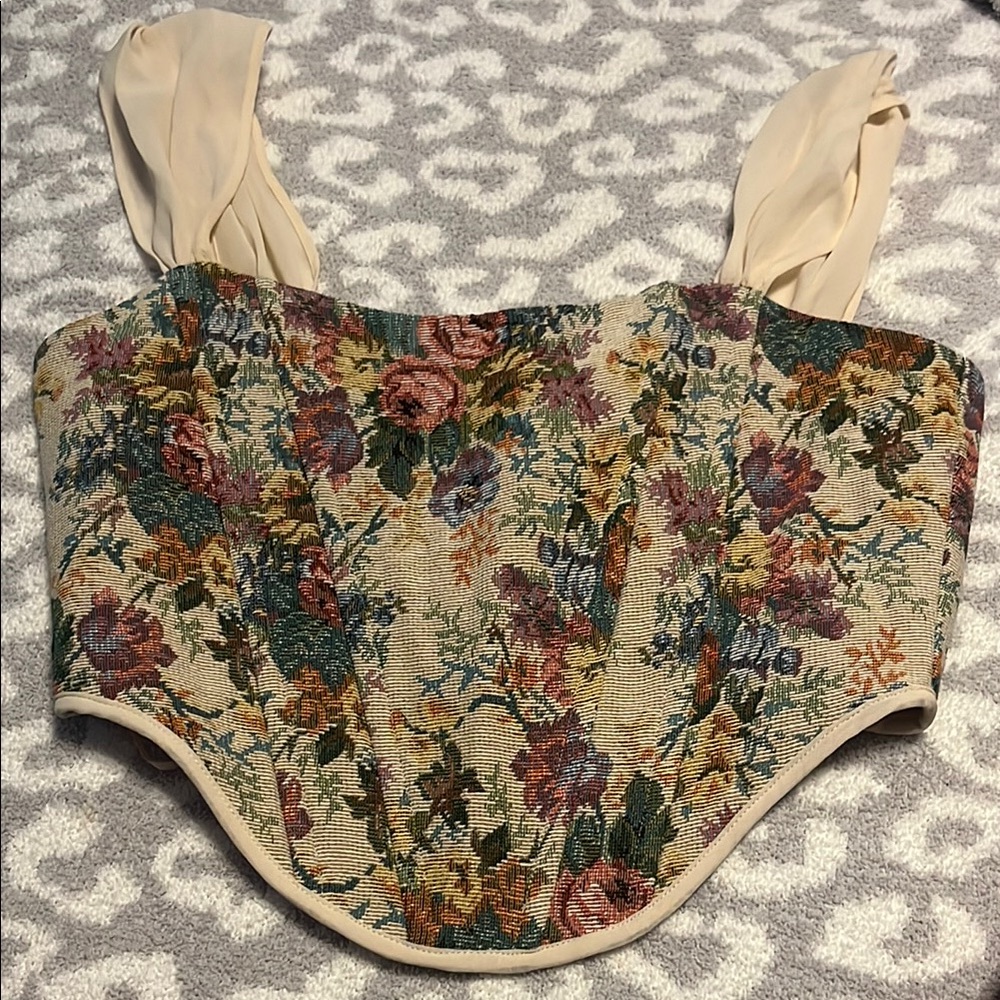 Altar'd State Cream Bustier Crop Top